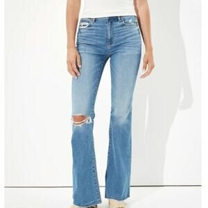 American Eagle Ripped Super High Rise Flare Jean
